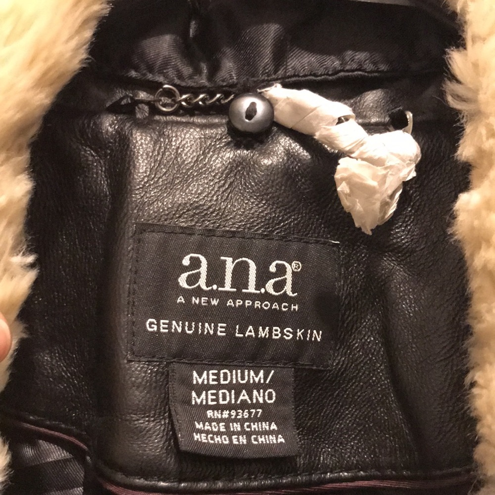 A.n.a Genuine Lambskin Black Leather Jacket - Picture 4 of 11